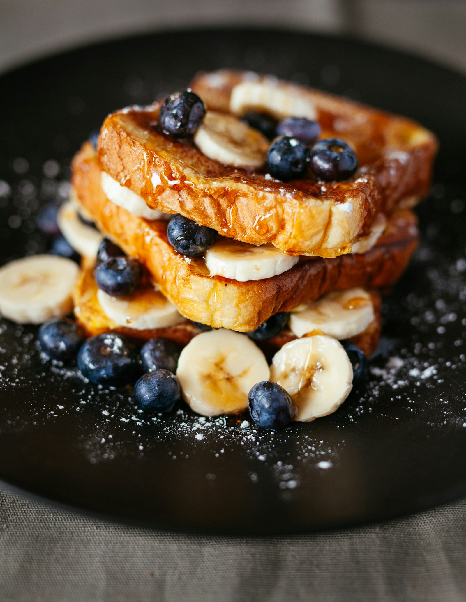 French toast piled with blueberries and fruit (placeholder photo)